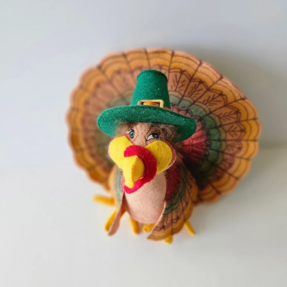 Annalee Dolls Thanksgiving Turkey Centerpiece 7in Handpainted Felt Harvest